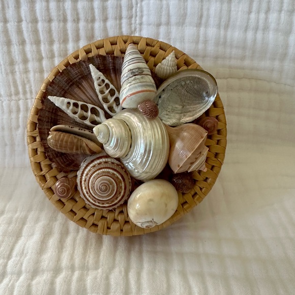 Vintage rattan/wicker seashell coaster set.  Excellent like new condition. - Picture 7 of 7